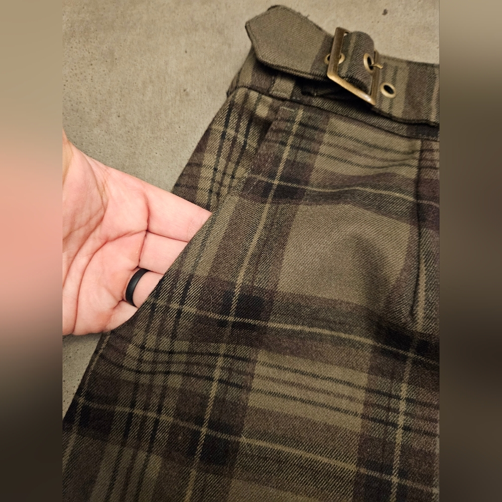 Disturbia Cecily Olive and Black Plaid Trousers - Picture 8 of 10